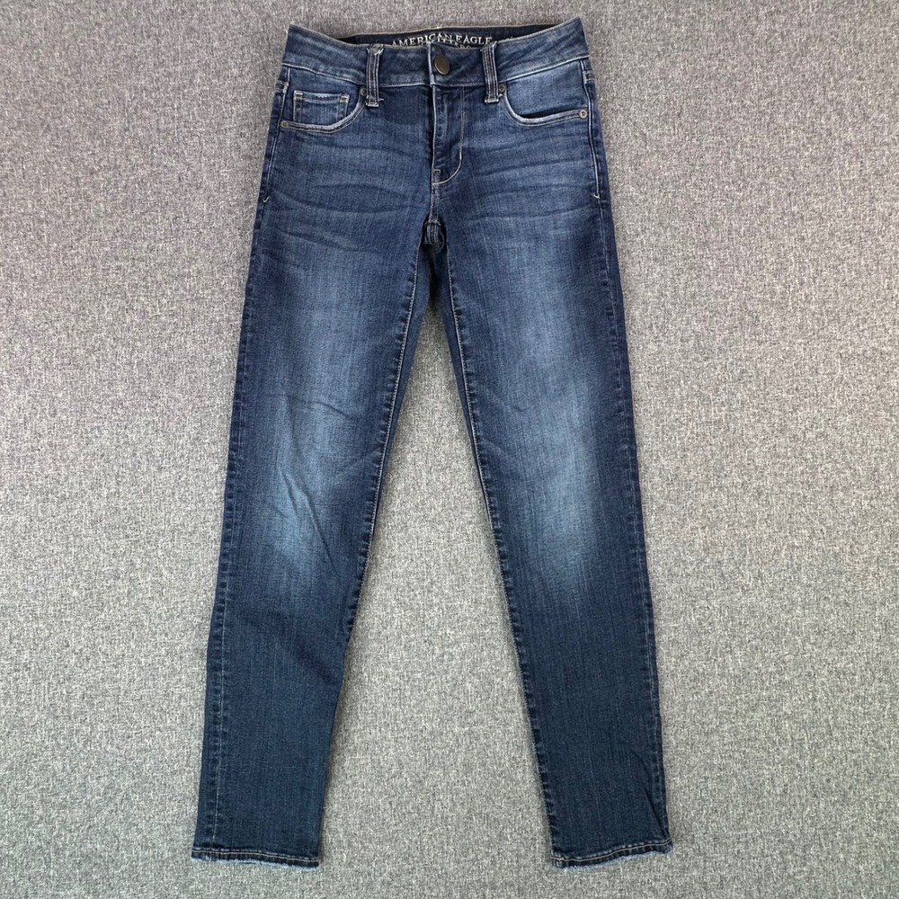 American Eagle Jeans Women 0 Skinny Blue Super Stretch Dark Wash Denim